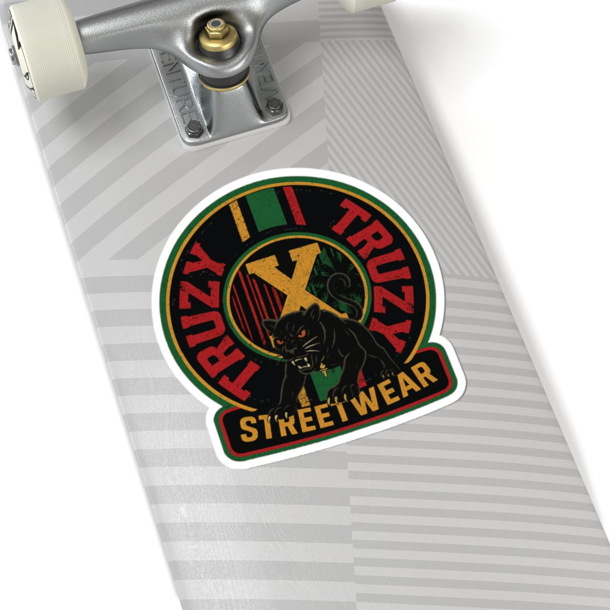 Streetwear Panther Kiss-Cut Sticker – "Truzy Truz" Retro Rasta Logo
