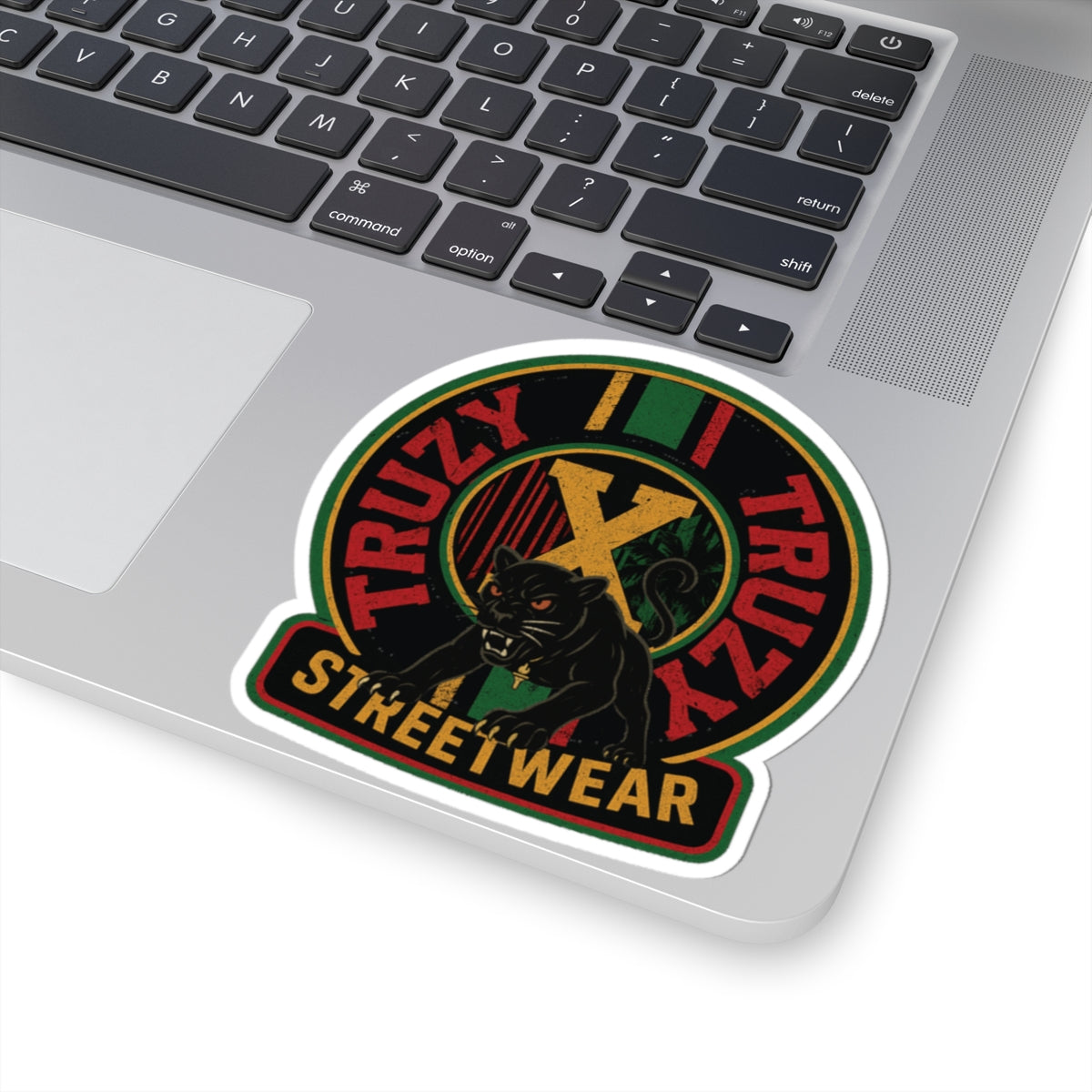 Streetwear Panther Kiss-Cut Sticker – "Truzy Truz" Retro Rasta Logo